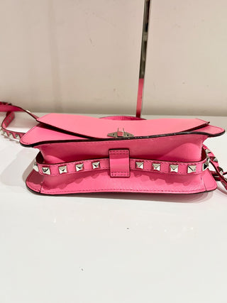 Rebecca Minkoff Pink Handbag w/silver stones on strap