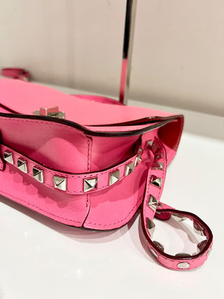 Rebecca Minkoff Pink Handbag w/silver stones on strap