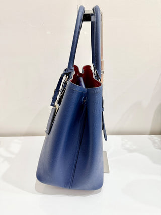 Prada  Saffiano Leather Double Handle Tote Handbag Inchiostro/Red