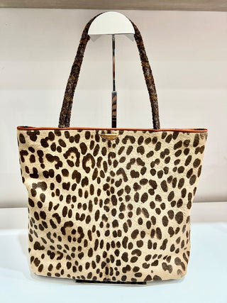 Dior vintage leopard print ponyhair top handle bag