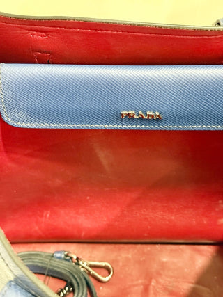 Prada  Saffiano Leather Double Handle Tote Handbag Inchiostro/Red