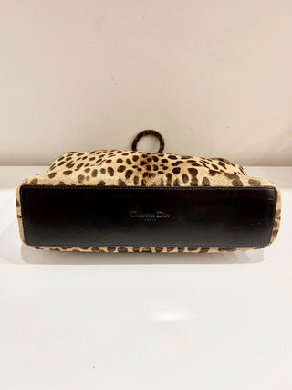 Dior vintage leopard print ponyhair top handle bag