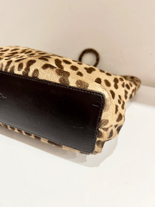 Dior vintage leopard print ponyhair top handle bag