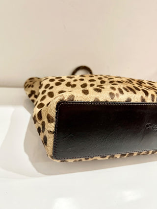Dior vintage leopard print ponyhair top handle bag