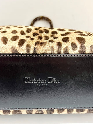 Dior vintage leopard print ponyhair top handle bag
