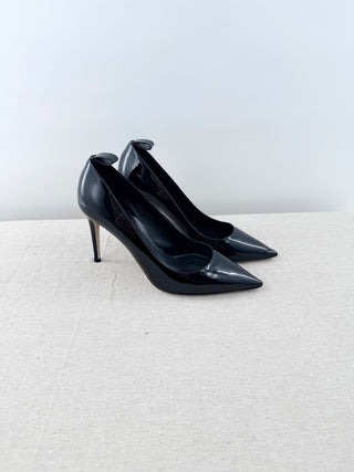NWOT Tamara Mellon Patent Leather Pointed Stilettos Heel Pumps Black Women EU 38