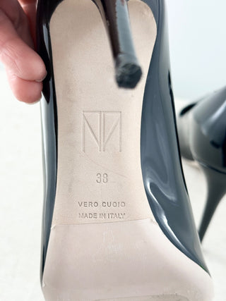 NWOT Tamara Mellon Patent Leather Pointed Stilettos Heel Pumps Black Women EU 38