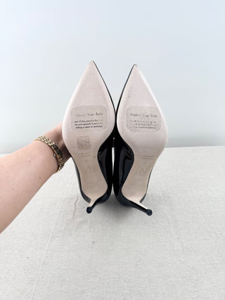 NWOT Tamara Mellon Patent Leather Pointed Stilettos Heel Pumps Black Women EU 38