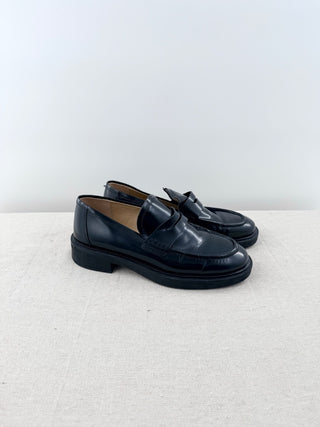 Tony Bianco Leather Slip On Chunky Sole Loafers Shoes Black Women's Size US 8