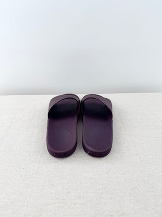 NWOT Coach Udele Logo Print Canvas Pool Slide Sandals Black Currant Women's 7