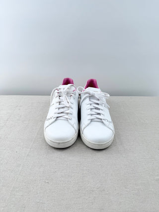 Valentino Garavani Backnet Rockstud Leather Low Top Sneakers White Pink EU 37