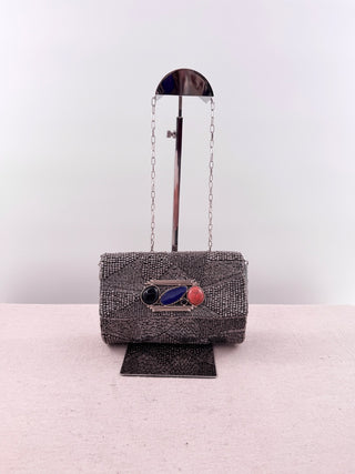 Mary Frances beaded clutch bag with long strap