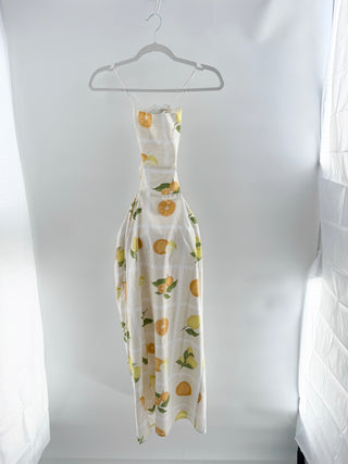 Saboluxe casual cut out maxi dress citrus print, US 6