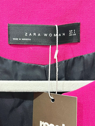 Zara Bell Sleeves Frilled Cuffs Open Coat Jacket with Pocket Pink Women's Small