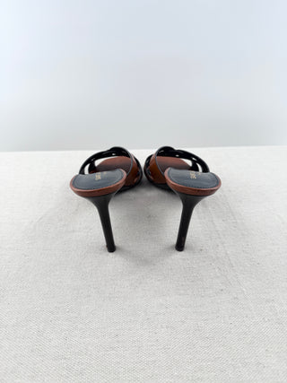 Saint Laurent tribute 85 heeled mule sandals leather, 38