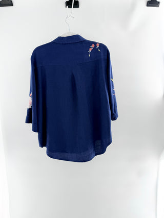 Johny Was 100% linen embroidered top, XS oversized