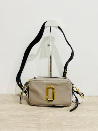Marc Jacobs The Softshot 21 Leather Crossbody Bag Beige Black