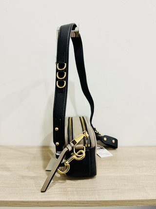 Marc Jacobs The Softshot 21 Leather Crossbody Bag Beige Black