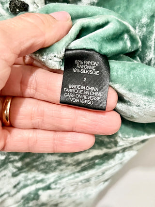 Elie Tahari Crushed Velvet Lightweight Notch Lapel Blazer Sea Green Women's XS