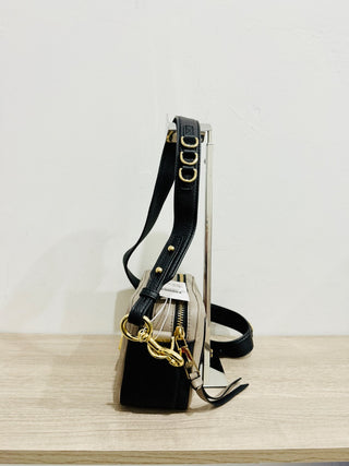 Marc Jacobs The Softshot 21 Leather Crossbody Bag Beige Black