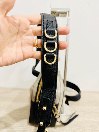 Marc Jacobs The Softshot 21 Leather Crossbody Bag Beige Black