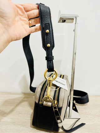 Marc Jacobs The Softshot 21 Leather Crossbody Bag Beige Black