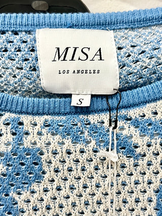 Misa Blue and White Set Long Cropped Top and Long Skirt, Top - S. Bottom - S