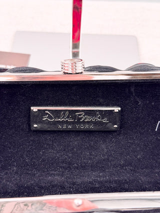 Debbie Brooks red rose hard shell clutch bag with strap