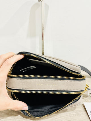 Marc Jacobs The Softshot 21 Leather Crossbody Bag Beige Black