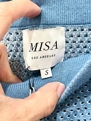 Misa Blue and White Set Long Cropped Top and Long Skirt, Top - S. Bottom - S
