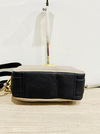 Marc Jacobs The Softshot 21 Leather Crossbody Bag Beige Black