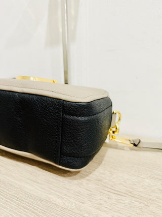 Marc Jacobs The Softshot 21 Leather Crossbody Bag Beige Black