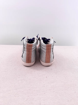 Golden Goose Embellished High Top Skateboard Sneakers Silver Pink Women's EU 37