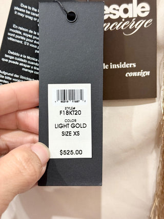 NWT Rachel Zoe Isla Metallic Fringe Open Front Cardigan Sweater Gold Women's XS