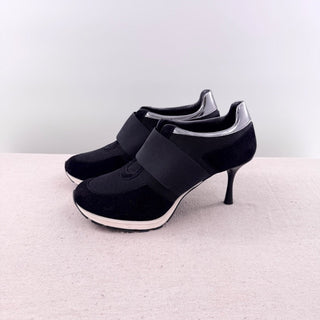Sneex Slip On Round Toe The Icon Hy-Heel Sneaker Black Silver Women's Size US 10