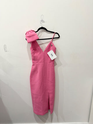 NWT Rebecca Valance Love Bow Sleeveles V-Neck Midi Sheath Dress Pink Women's 6