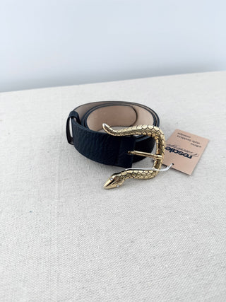 B-low the belt snake head buckle belt leather, XS