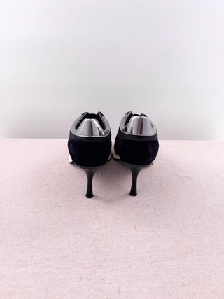 Sneex Slip On Round Toe The Icon Hy-Heel Sneaker Black Silver Women's Size US 10