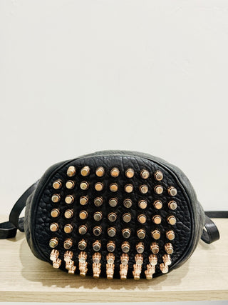 Alexander Wang Diego Pebbled Leather Rose Gold-Tone Hardware Bucket Bag Black