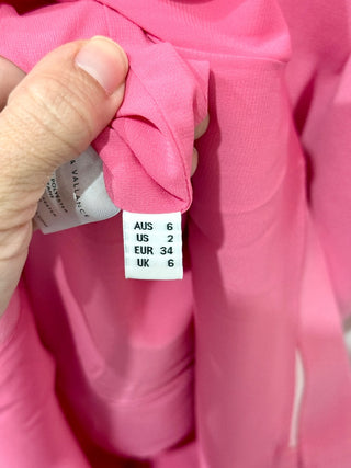 NWT Rebecca Valance Love Bow Sleeveles V-Neck Midi Sheath Dress Pink Women's 6