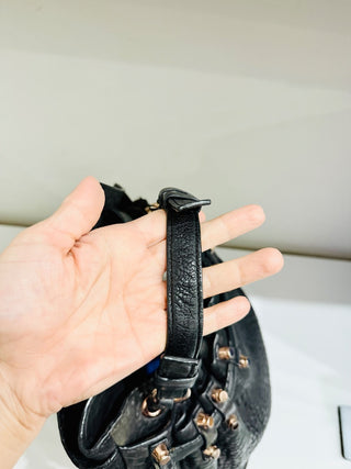 Alexander Wang Diego Pebbled Leather Rose Gold-Tone Hardware Bucket Bag Black
