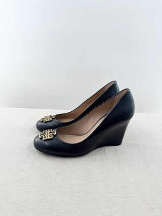 Tory Burch melinda wedge with logo buckle, 8