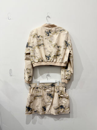 NWOT Zara Matching Set; Mini Skirt & Bomber Jacket Beige/Gray Top XL/Bottoms XXL