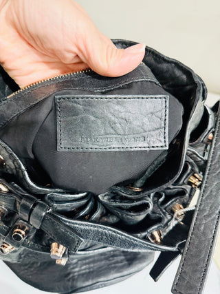 Alexander Wang Diego Pebbled Leather Rose Gold-Tone Hardware Bucket Bag Black