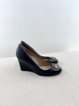 Tory Burch melinda wedge with logo buckle, 8