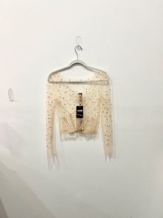 n.a. mesh crystal embellished top sheer, XS