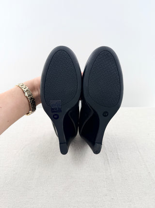 Tory Burch melinda wedge with logo buckle, 8
