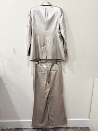 NWT Express Matching Set; Blazer & Pants Metallic Silver Top L / Bottoms US 12 R