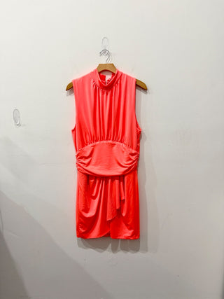 NWT Black Halo Sabina Sleeveless Mini Sheath Dress Fluorescent Coral Women's 14
