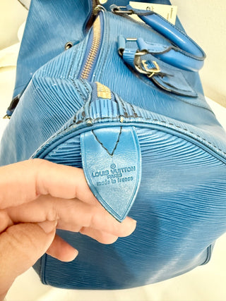 Louis Vuitton Toledo Blue Epi Leather Keepall 50 Travel Bag